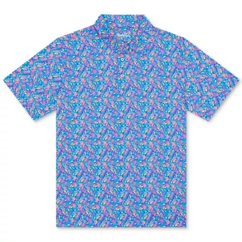 Men's The Spade Tailored Fit Short Sleeve Printed Performance Polo Shirt Large